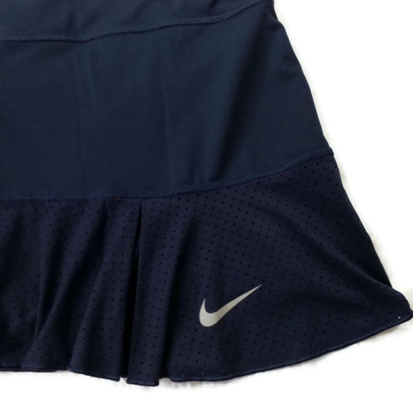 Nike 598336-410 Dri Fit Flirty Midnight Navy Blue Knit Skirt Skort Womens Large - Picture 4 of 11